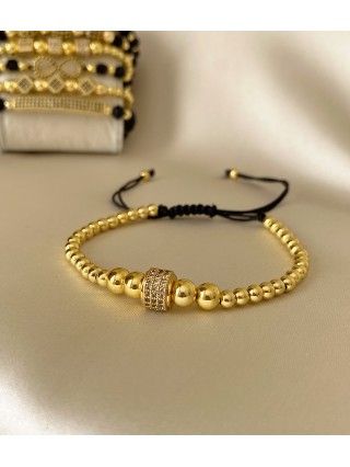 Bratara dama model deosebit cu margele aurii si cerc cu pietricele stralucitoare