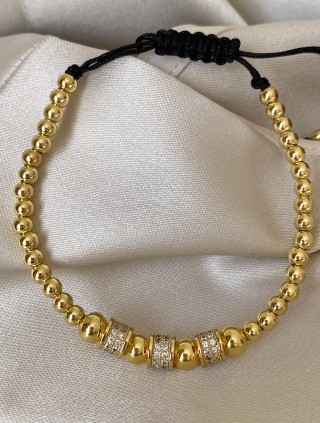 Bratara dama model deosebit cu margele aurii si cercuri cu pietricele stralucitoare