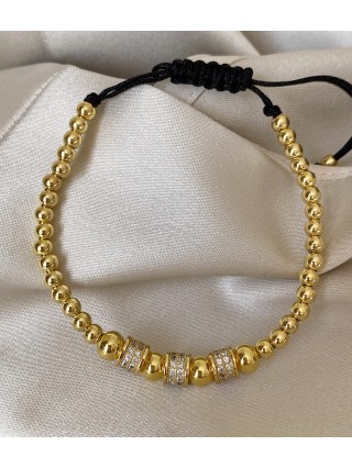 Bratara dama model deosebit cu margele aurii si cercuri cu pietricele stralucitoare