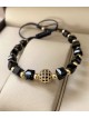 Bratara dama model deosebit cu margele negre si biluta cu pietricele negre