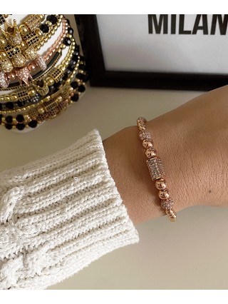 Bratara dama model deosebit cu margele roze si forme cu pietricele stralucitoare