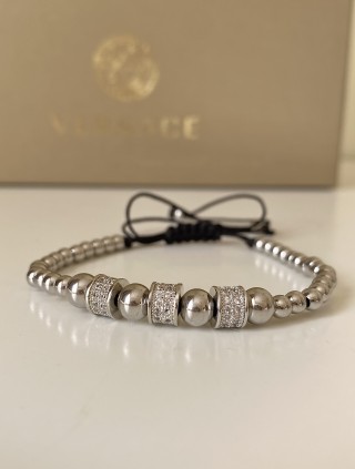 Bratara dama model deosebit cu margele argintii si cercuri cu pietricele stralucitoare