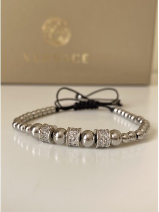 Bratara dama model deosebit cu margele argintii si cercuri cu pietricele stralucitoare