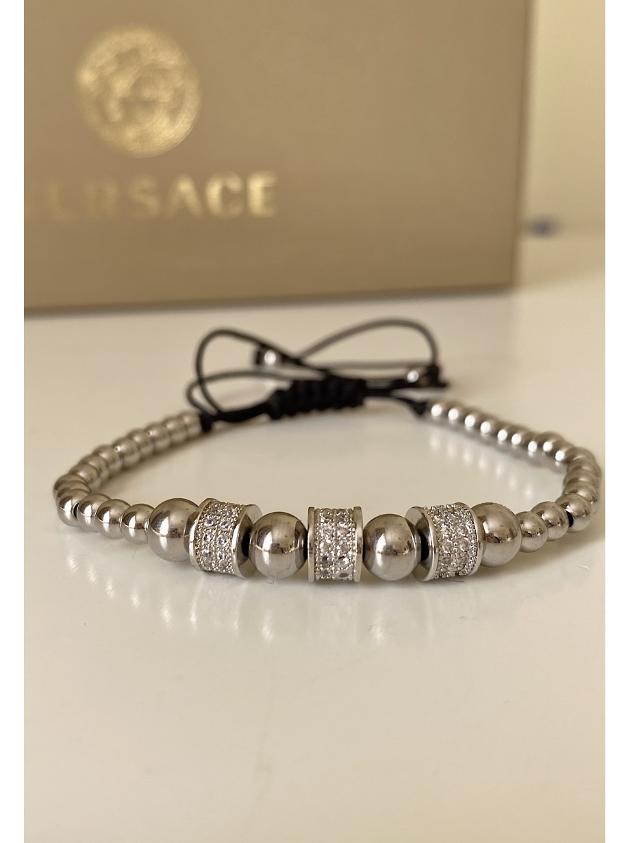 Bratara dama model deosebit cu margele argintii si cercuri cu pietricele stralucitoare