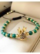 Bratara dama model deosebit cu piatra semipretioasa Malachit si design special coroana