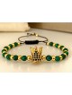Bratara dama model deosebit cu piatra semipretioasa Malachit si design special coroana
