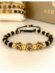 Bratara dama model deosebit cu margele negre si aurii si 3 hexagoane