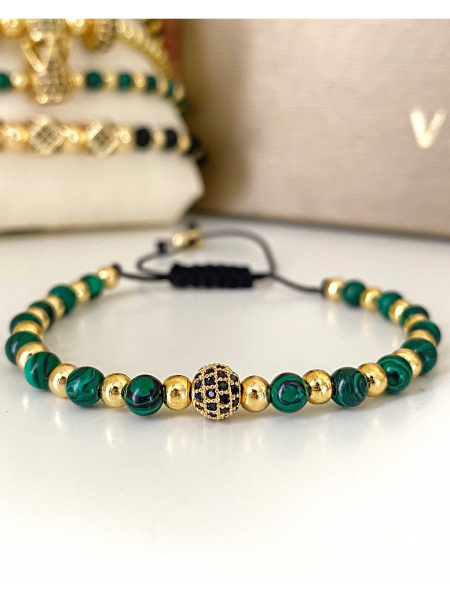 Bratara dama model deosebit cu piatra semipretioasa Malachit si design special biluta
