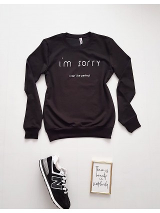 Bluza dama ieftina neagra cu maneci lungi si imprimeu I'm sorry