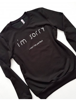 Bluza dama ieftina neagra cu maneci lungi si imprimeu I'm sorry