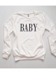 Bluza dama ieftina alba cu maneci lungi si imprimeu Baby