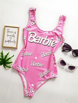 Body dama ieftin bumbac roz cu imprimeu Brb