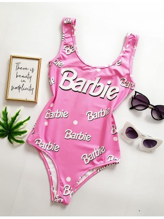 Body dama ieftin bumbac roz cu imprimeu Brb