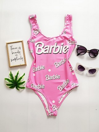 Body dama ieftin bumbac roz cu imprimeu Brb