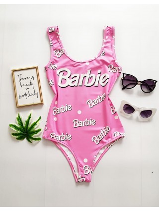 Body dama ieftin bumbac roz cu imprimeu Brb