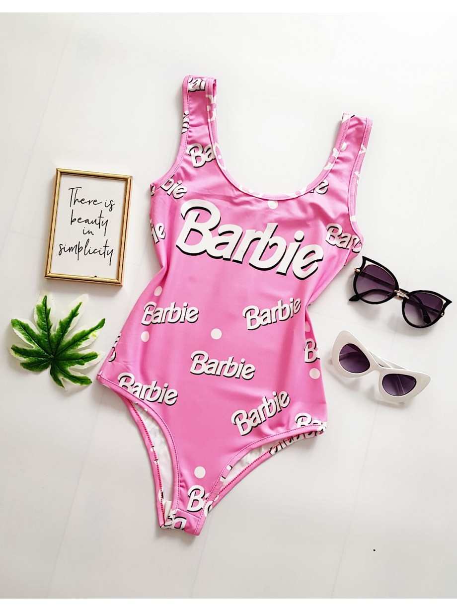 Body dama ieftin bumbac roz cu imprimeu Brb