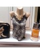 Maieu dama casual alb cu dantela si imprimeu Animal print