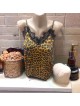 Maieu dama casual galben cu dantela si imprimeu Animal print