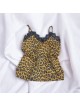 Maieu dama casual galben cu dantela si imprimeu Animal print