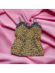 Maieu dama casual galben cu dantela si imprimeu Animal print