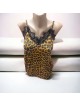 Maieu dama casual galben cu dantela si imprimeu Animal print