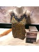 Maieu dama casual galben cu dantela si imprimeu Animal print