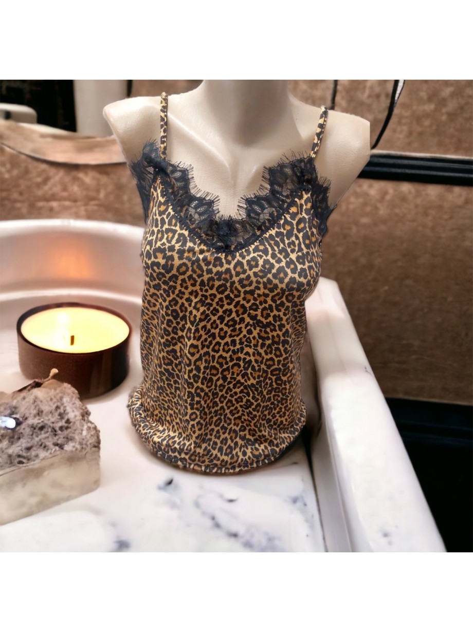 Maieu dama casual maro cu dantela si imprimeu Animal print