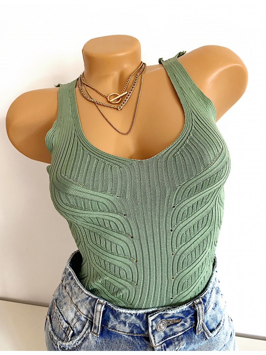 Maieu dama verde din tricot subtire casual-elegant