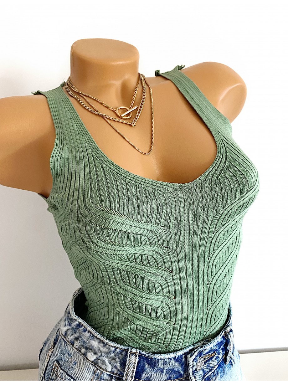 Maieu dama verde din tricot subtire casual-elegant
