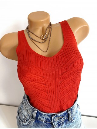 Maieu dama rosu din tricot subtire casual-elegant