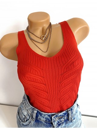 Maieu dama rosu din tricot subtire casual-elegant