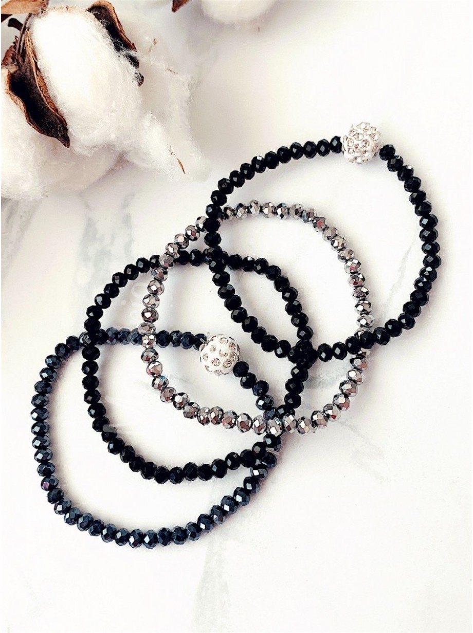 Bratara dama elastica cu margele negre