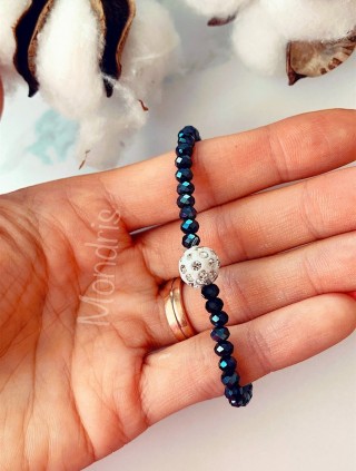 Bratara dama elastica cu margele bleumarin