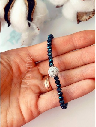 Bratara dama elastica cu margele bleumarin