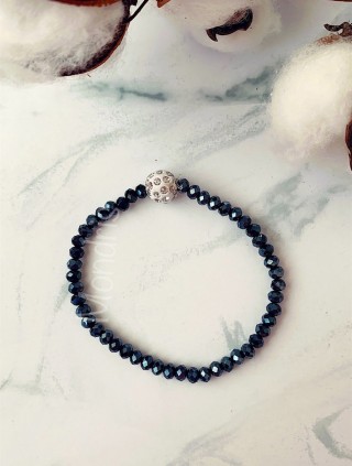 Bratara dama elastica cu margele bleumarin