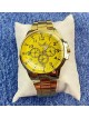 Ceas barbat ieftin auriu cu cadran galben si curea metalica 