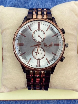 Ceas dama negru cu auriu bratara metalica si cadran gri Francesca