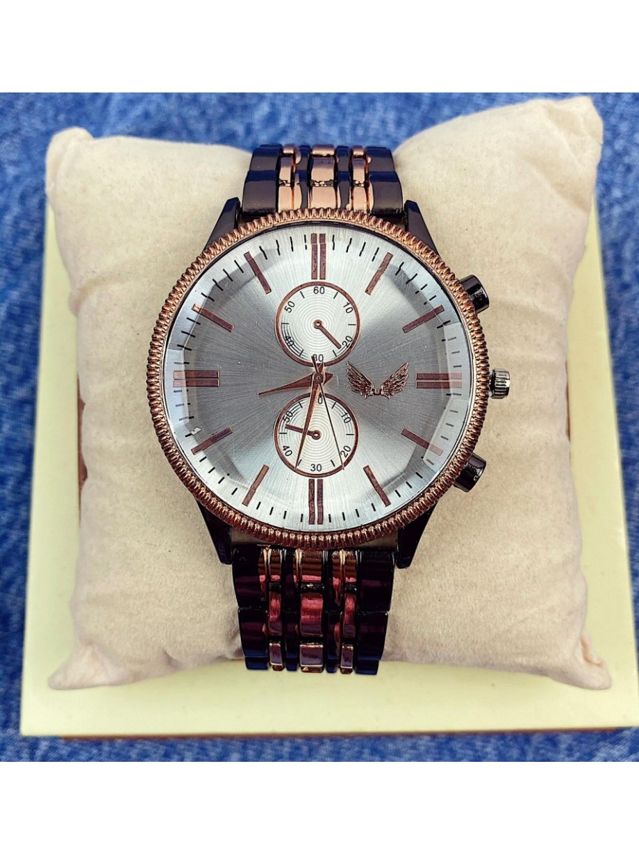 Ceas dama negru cu auriu bratara metalica si cadran gri Francesca