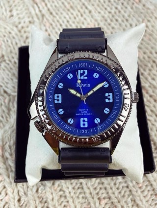 Ceas barbati casual bleumarin cu cadran albastru si curea din piele ECO Kiwis