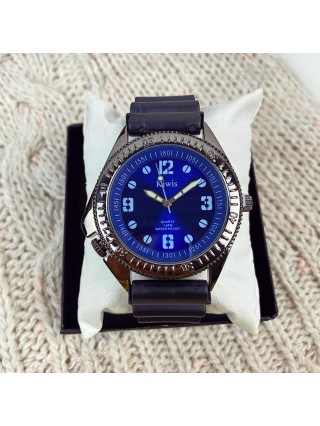Ceas barbati casual bleumarin cu cadran albastru si curea din piele ECO Kiwis