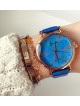 Ceas dama albastru si auriu fara cifre Geneva