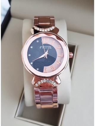 Ceas dama deosebit rose cu model bleumarin pe cadran si curea metalica