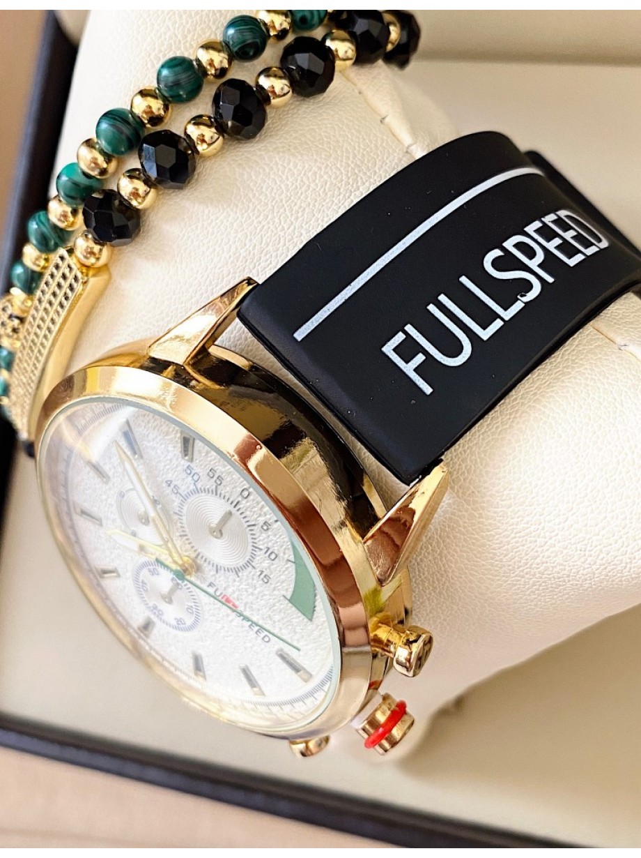 Ceas barbat negru cu bratara din piele ecologica si cadran alb