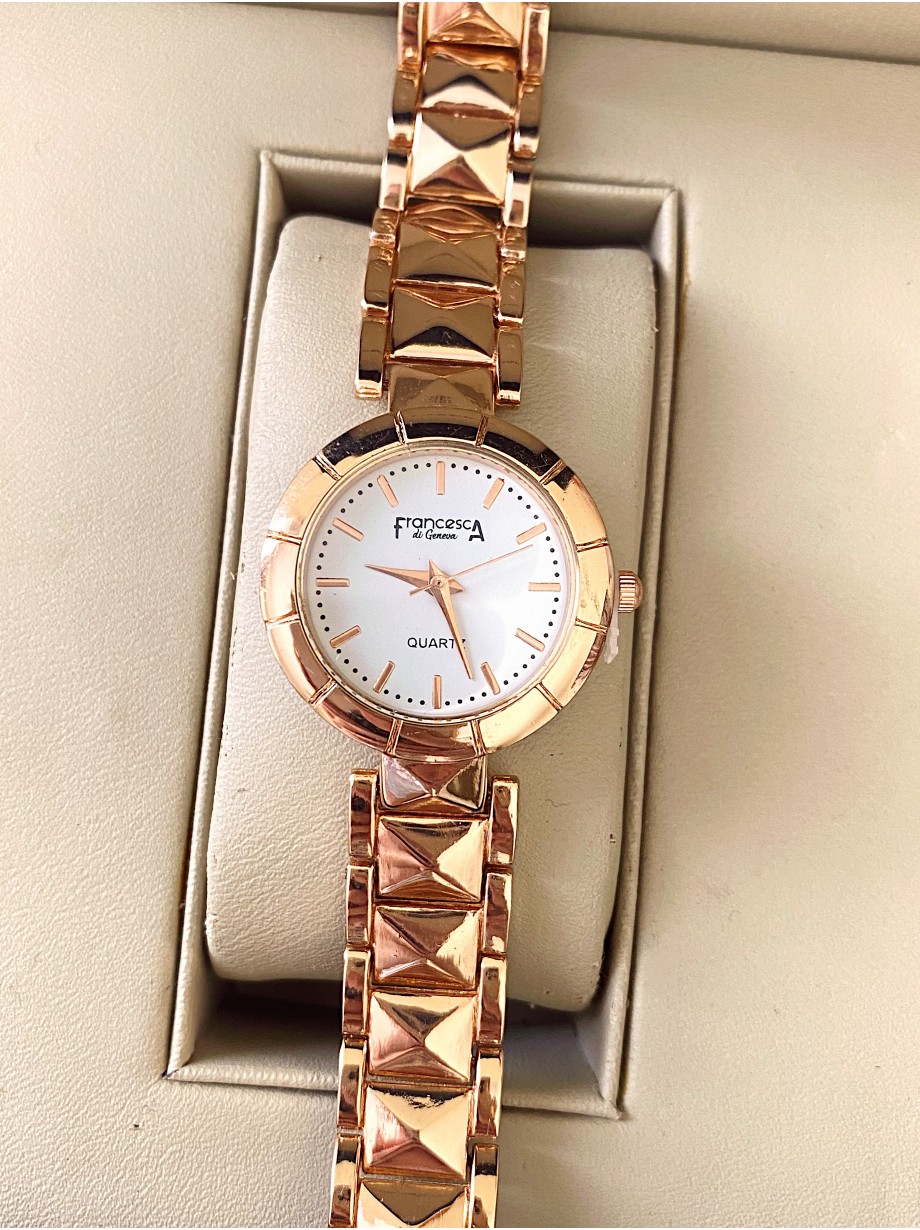 Ceas dama auriu cu bratara metalica si cadran fara cifre