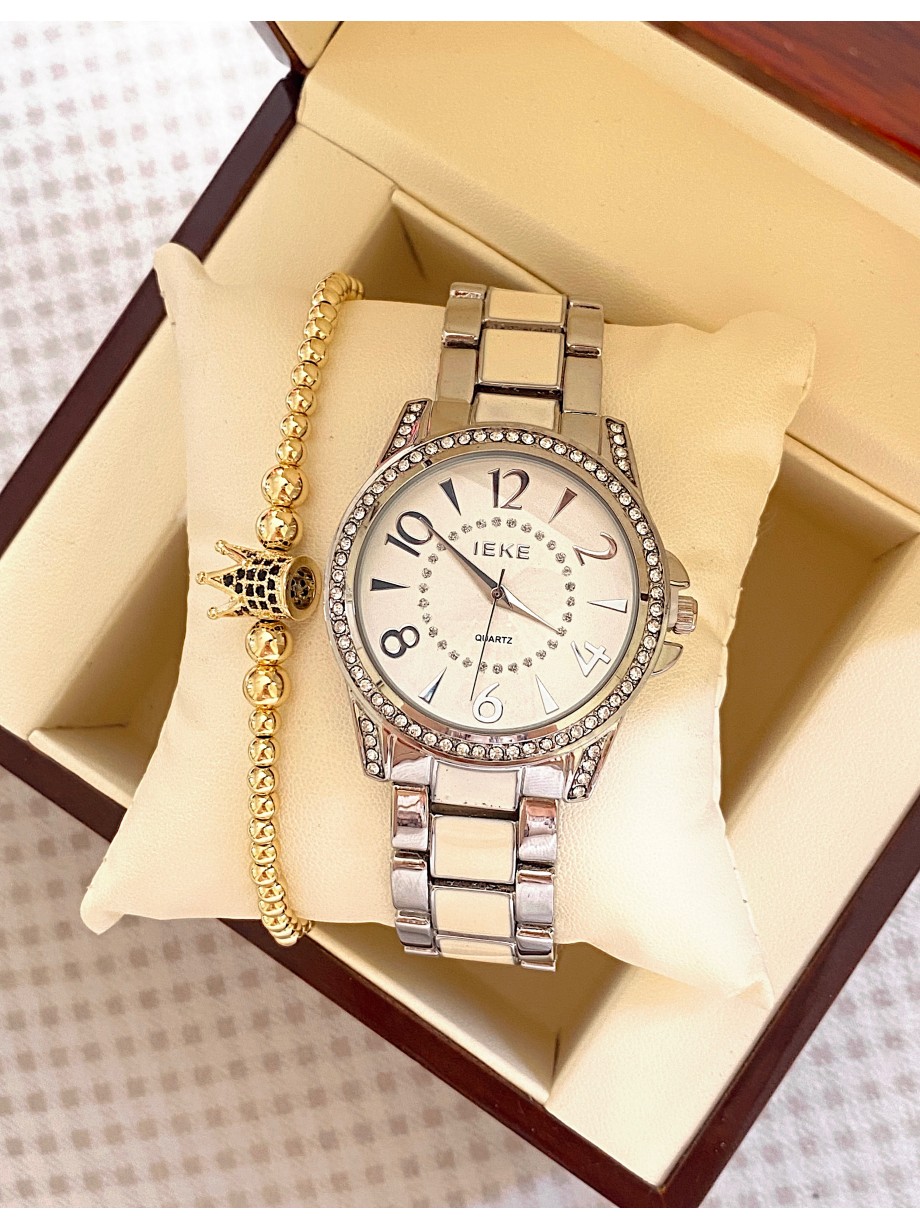 Ceas dama argintiu cu bratara metalica si cadran simplu