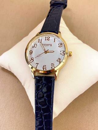 Ceas dama negru cu bratara din piele ecologica si cadran simplu cu cifre arabe