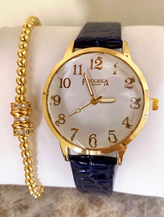 Ceas dama negru cu bratara din piele ecologica si cadran simplu cu cifre arabe