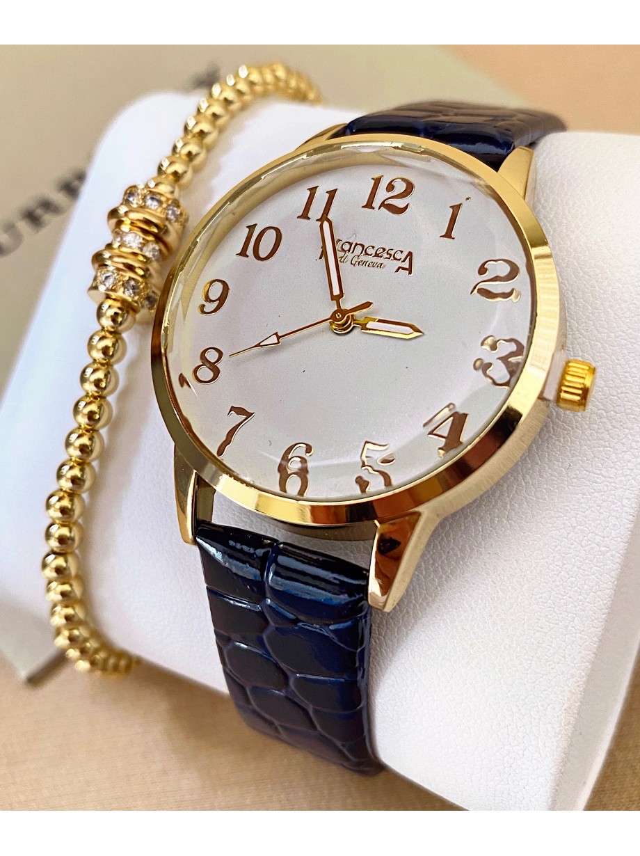 Ceas dama negru cu bratara din piele ecologica si cadran simplu cu cifre arabe