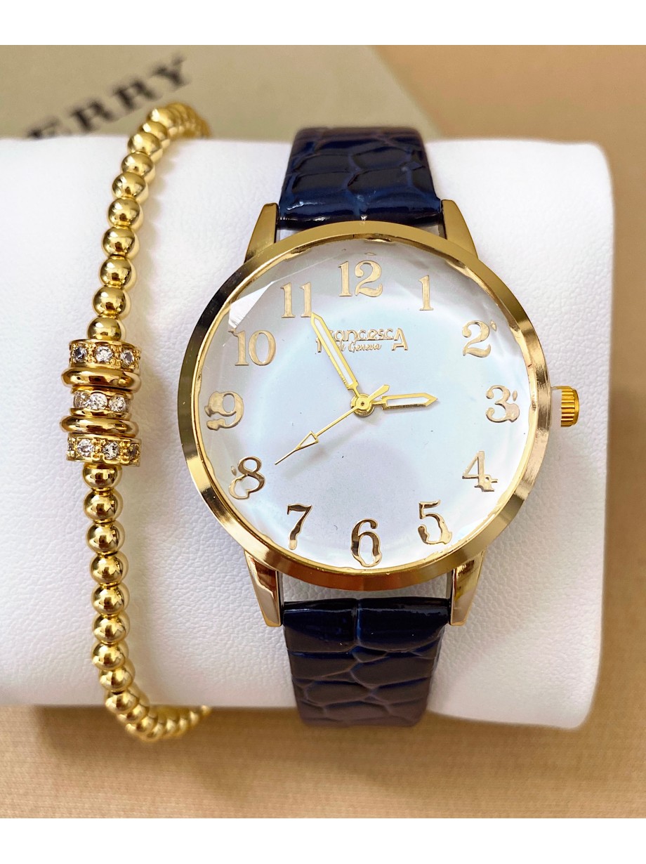 Ceas dama negru cu bratara din piele ecologica si cadran simplu cu cifre arabe