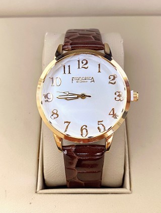 Ceas dama maro cu bratara din piele ecologica si cadran simplu